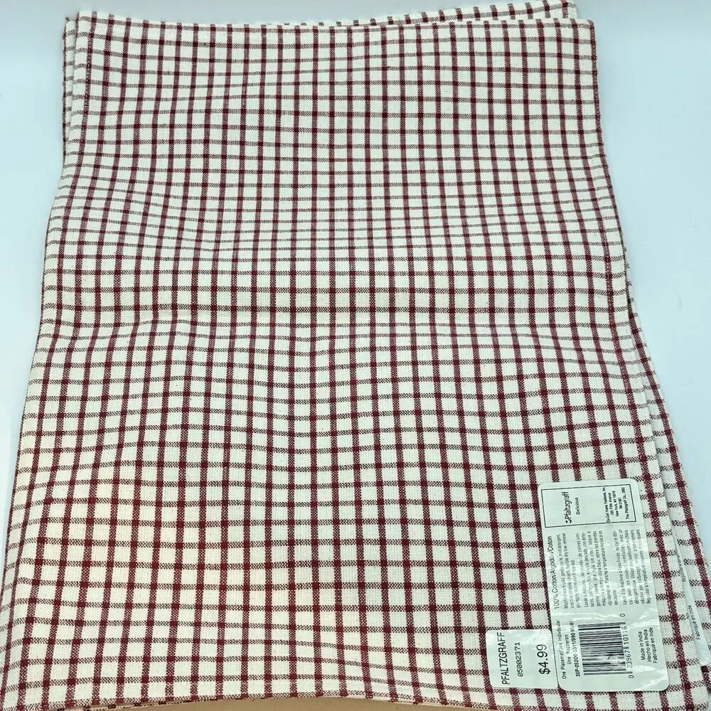 Vintage Pfaltzgraff Delicious Cloth Placemats Pair of Red Gingham Apple 13.5x19
